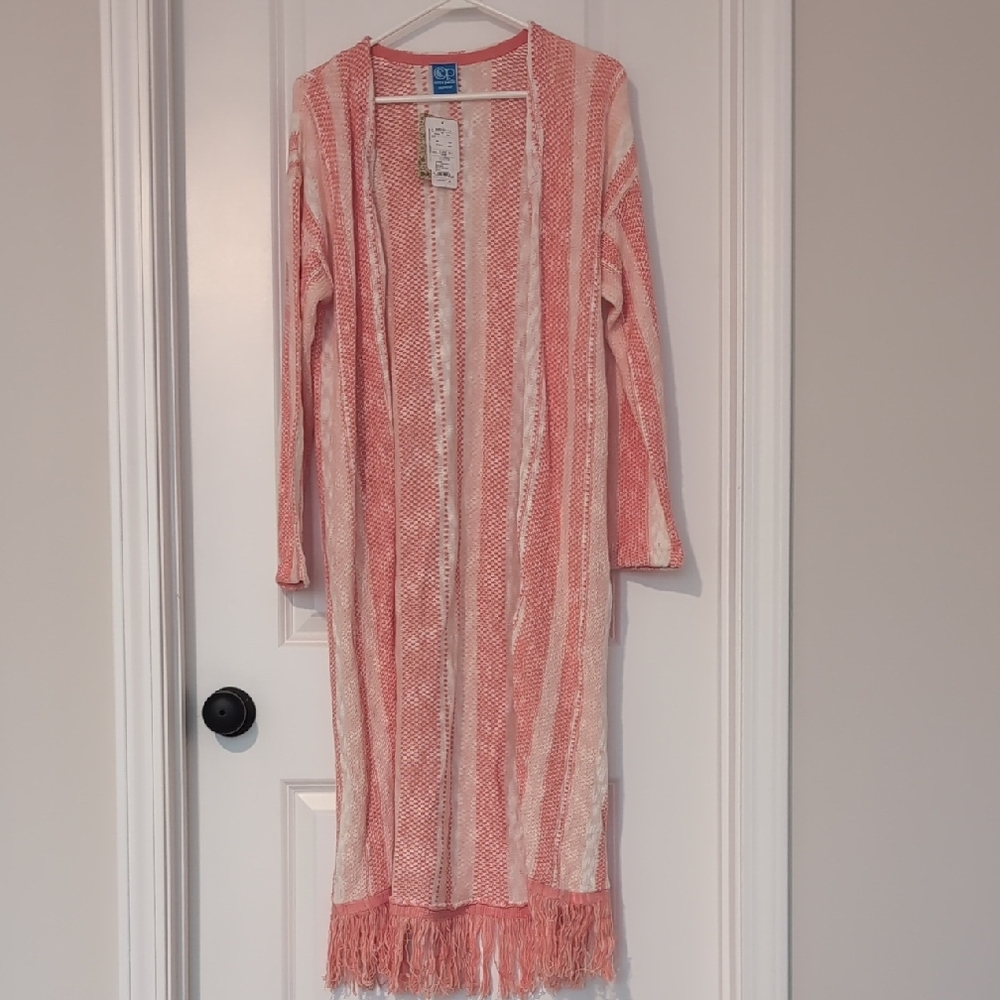 Ocean Pacific Sunwear Coral and White Knit Sweater NWT Long